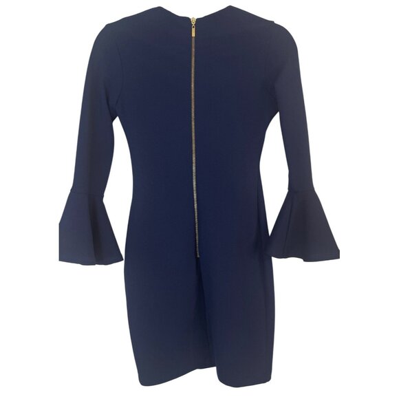 2/$30 B DARLIN Small Navy Blue Bell Sleeve Mini Dress Gold Back Zipper - Picture 10 of 16